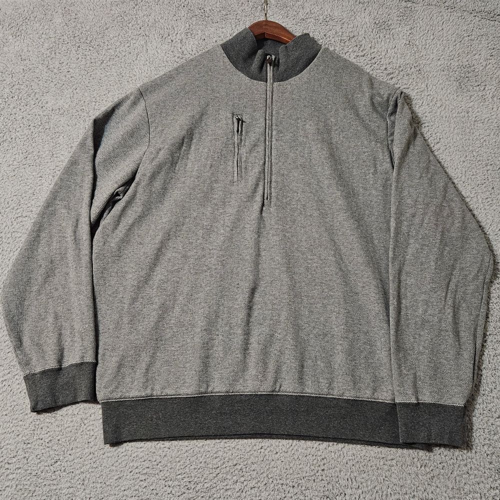 Polo Golf Ralph Lauren Quarter‎ Zip Sweater Cotton Herringbone Pattern Size XL - Picture 2 of 7
